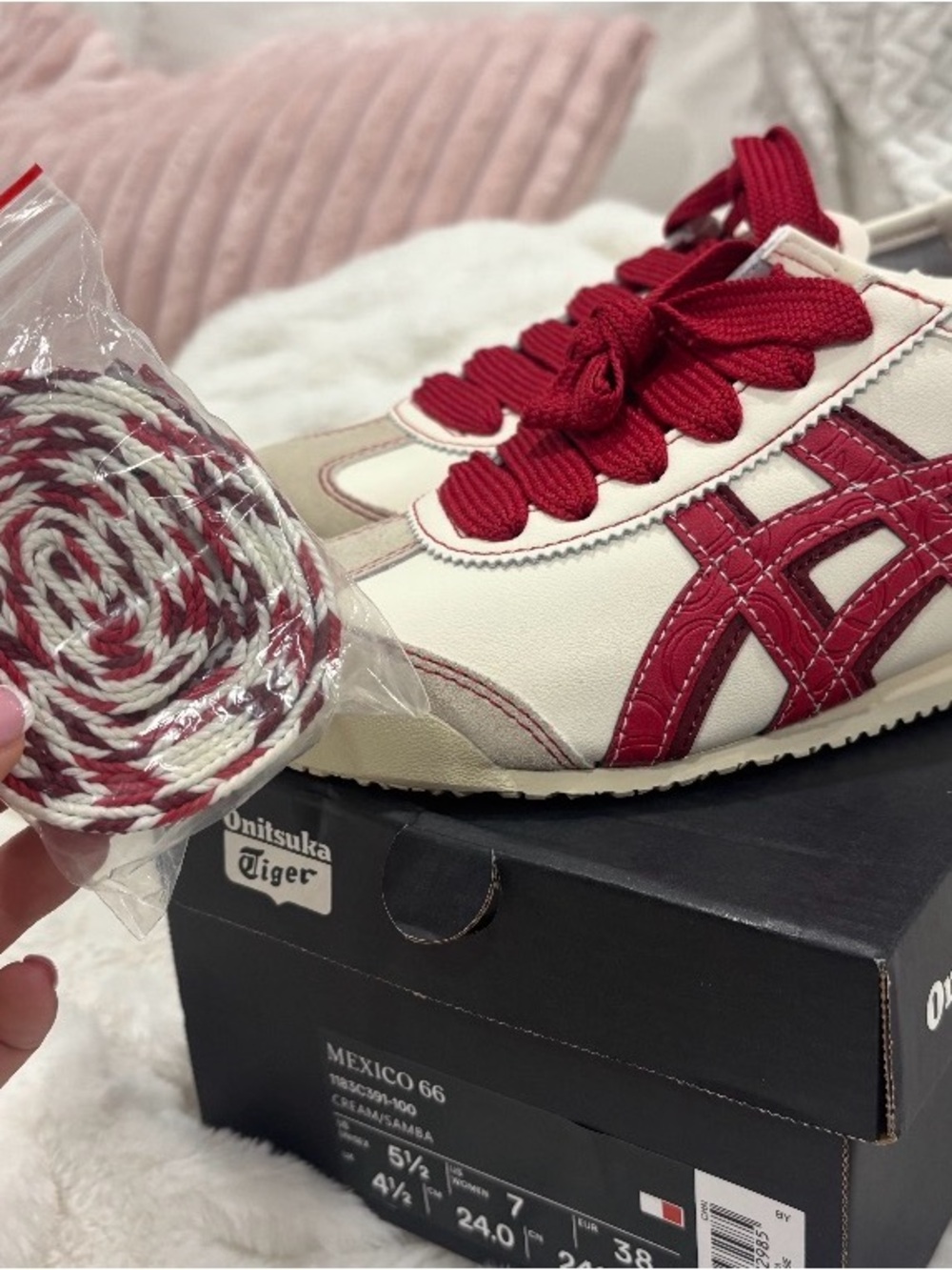 Onitsuka Tiger by Asics Women's Mexico 66 Sneakers in White and Red
